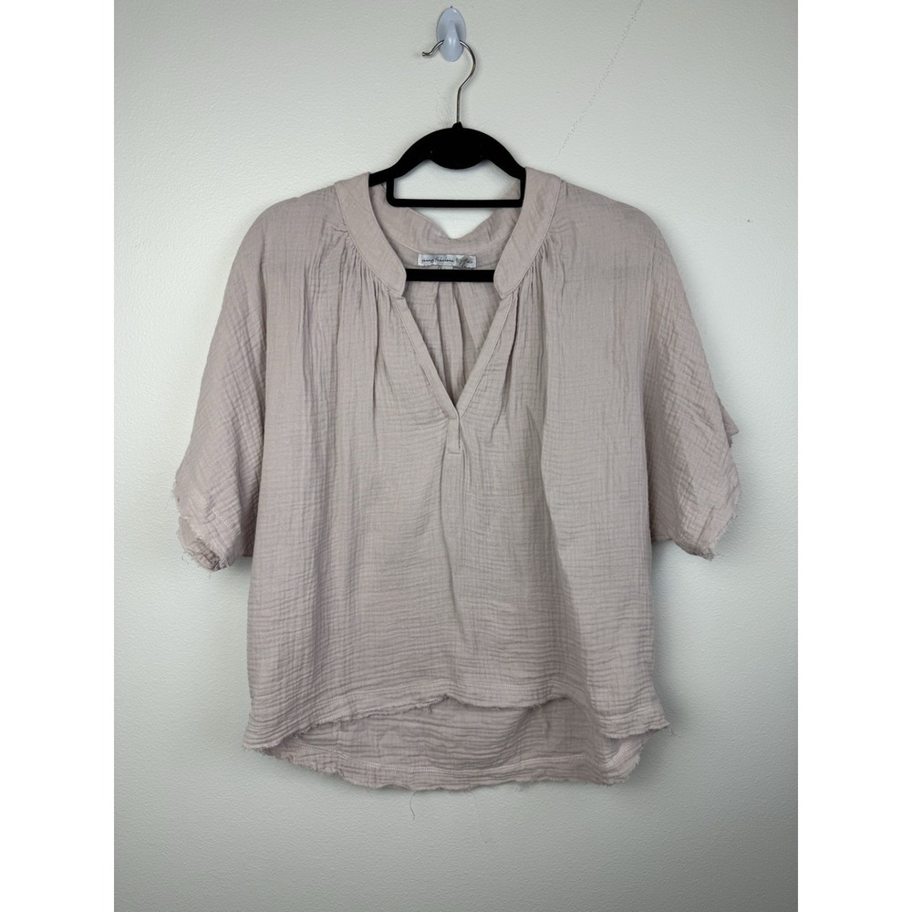 YFB Young Fabulous & Broke Blush Pink Brushed Cotton V-Neck Sz Medium M